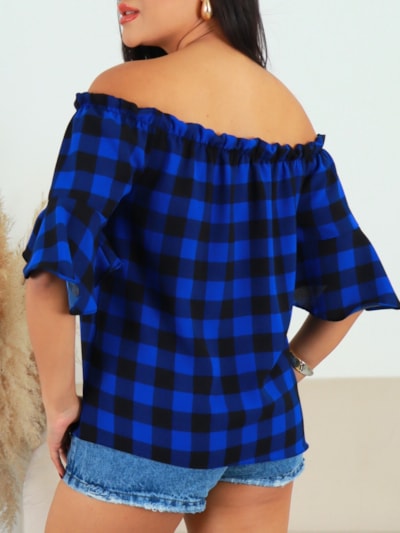 BLUSA XADREZ OMBRO A OMBRO MARILIA