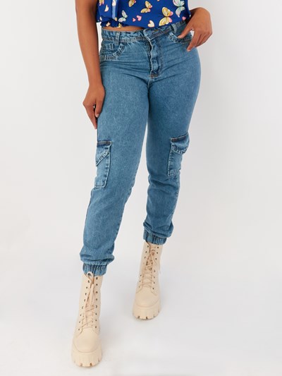 Calça Jeans Com Bolso Lateral Jaqueline