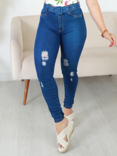 CALÇA JEANS DESTROYED CINTO ATENA