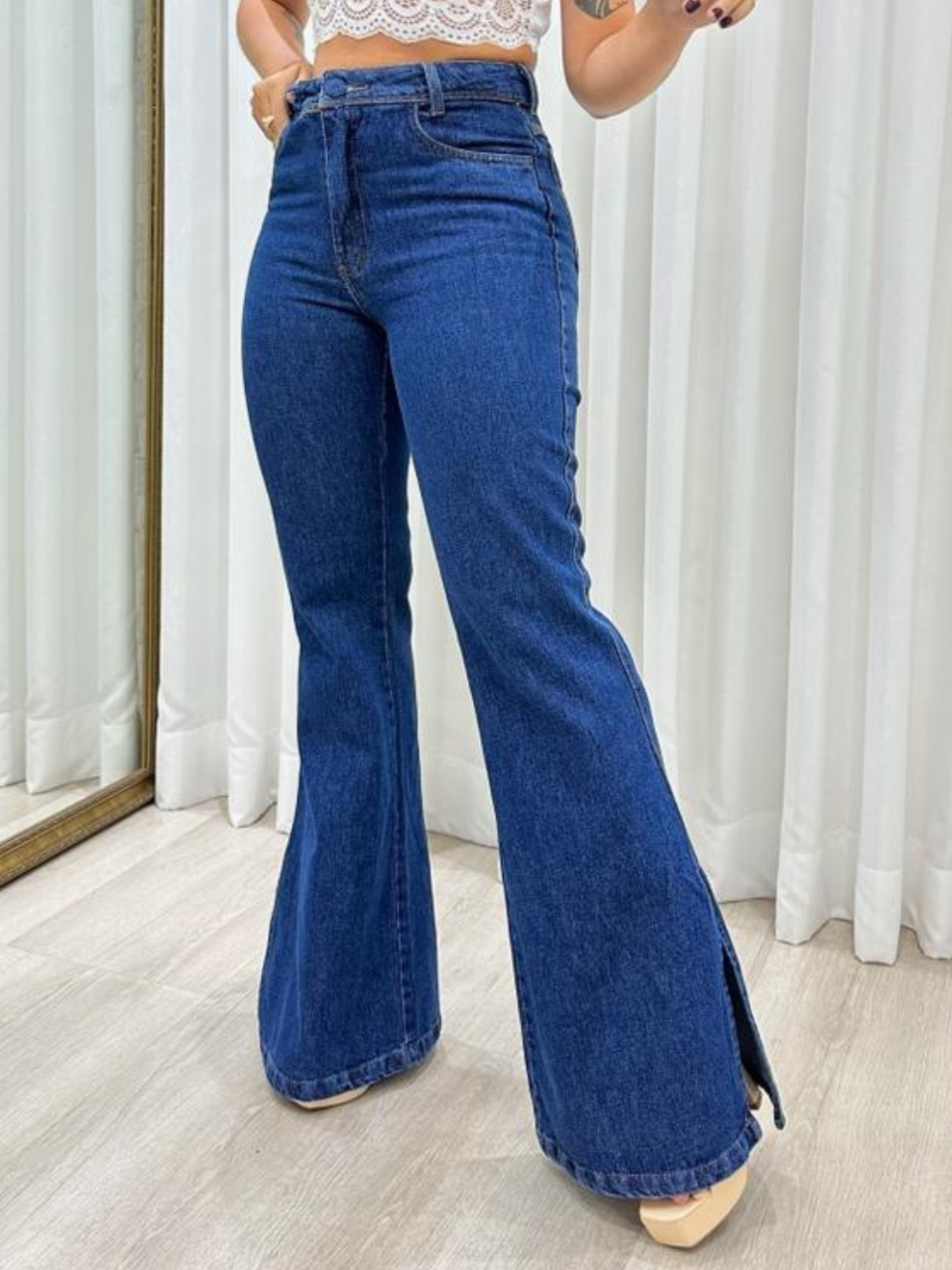 Mule com deals calça flare