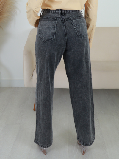 CALÇA JEANS PRETO WIDE LEG VANESSA