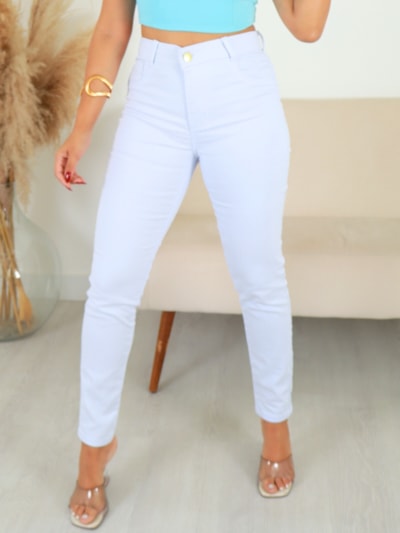 CALÇA JEANS SKINNY BRANCO EMPINA BUMBUM TABATA