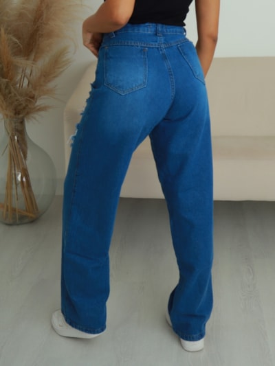 CALÇA JEANS WIDE LEG DESTROYED ARIADNA