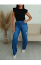 CALÇA JEANS WIDE LEG DESTROYED ARIADNA