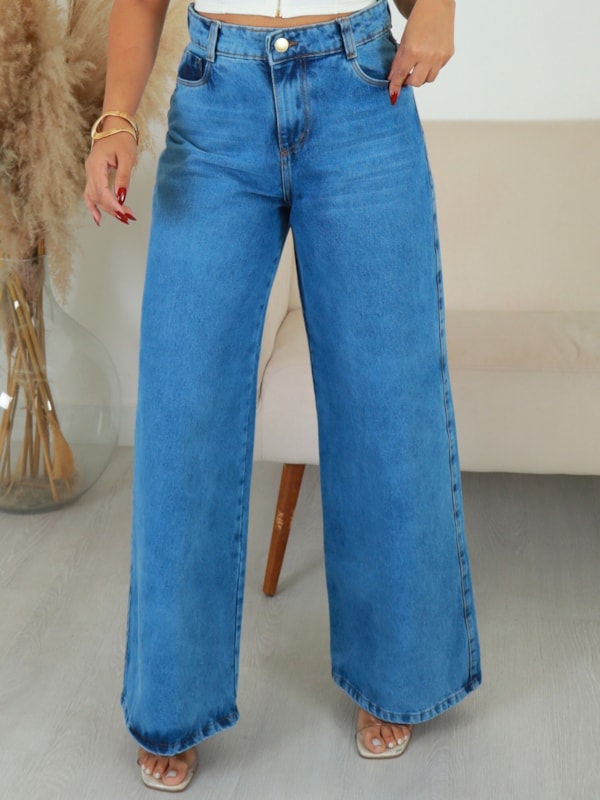 CALÇA JEANS WIDE LEG KEITE