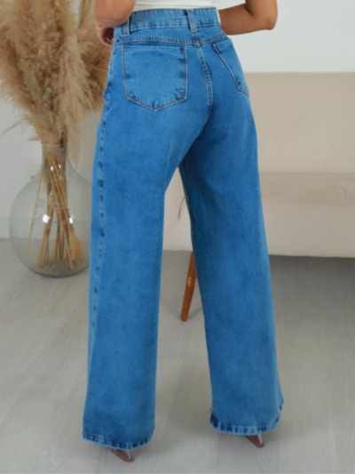 CALÇA JEANS WIDE LEG KEITE