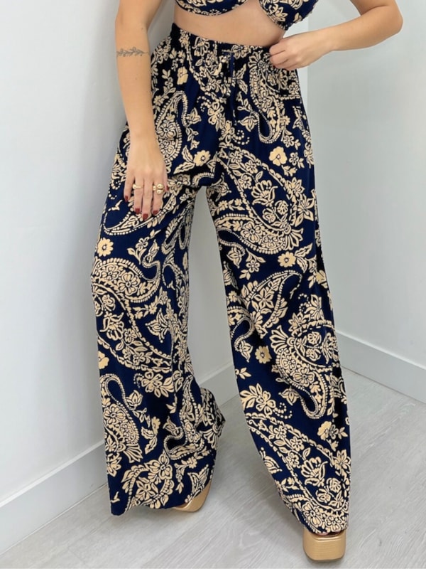 CALÇA PANTALONA ESTAMPADA CONCEIÇÃO