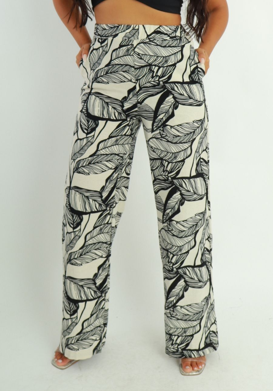 Calça pantalona de amarrar hot sale estampada