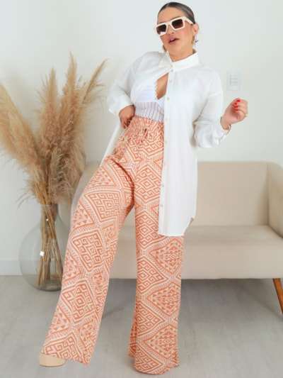 CALÇA PANTALONA ESTAMPADA JORDANA