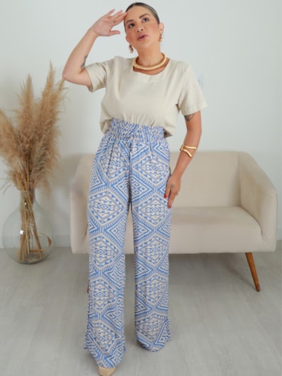 CALÇA PANTALONA ESTAMPADA MELINDA