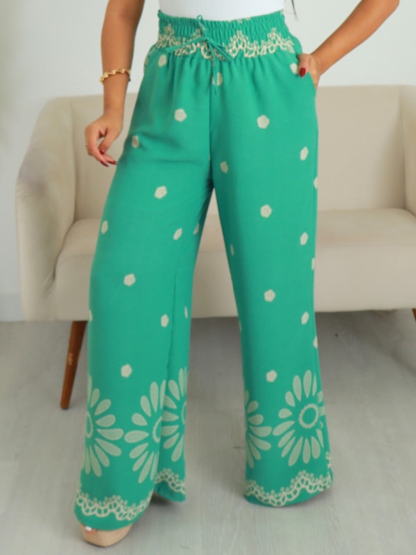 CALÇA PANTALONA ESTAMPADA PAULINHA