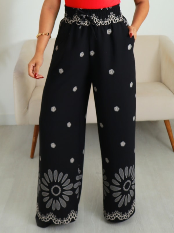 CALÇA PANTALONA ESTAMPADA ROZANA