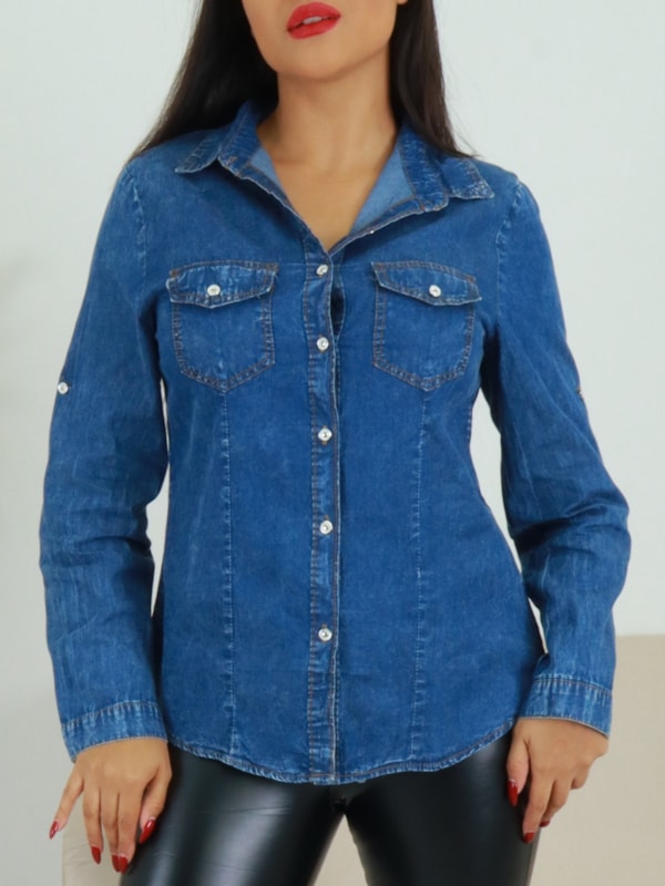 CAMISA JEANS MANGA LONGA SUELENE