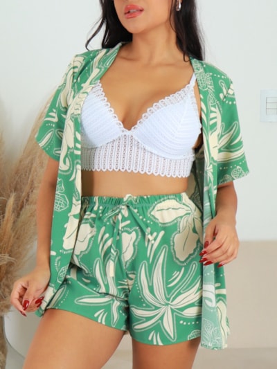 CONJUNTO KIMONO SHORT ESTAMPADO MAGNOLÍA