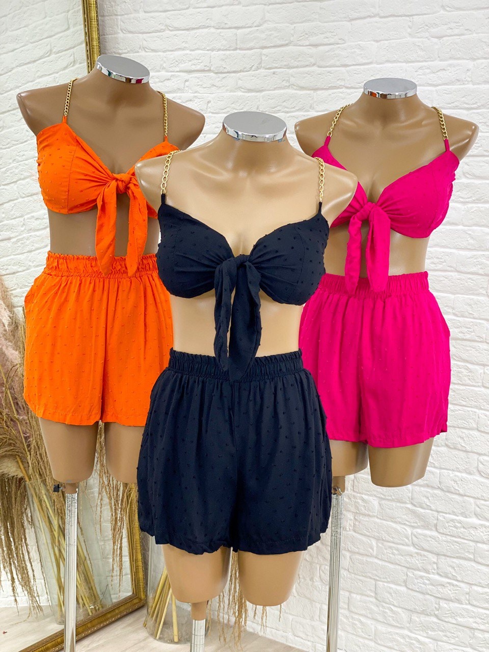 conjunto cropped e short viscose