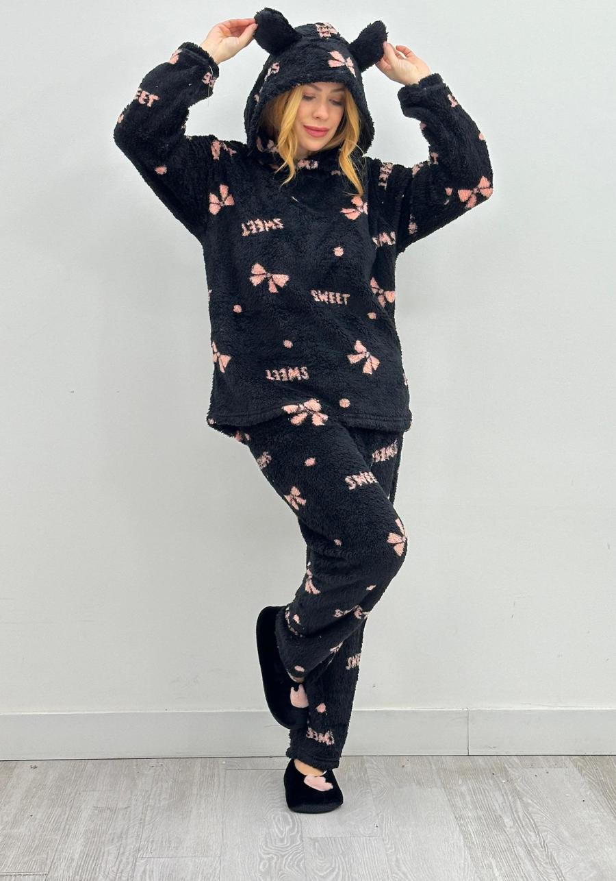 くるみ PIJAMA BLUSA COM CAPUZ E CALÇA PLUSH SWEET