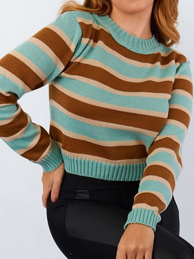 Suéter em Tricot Com Faixas Loha