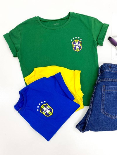 T-SHIRT MANGA CURTA ESTAMPA BRASIL