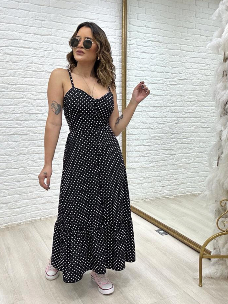 Vestido midi sales de bolinha