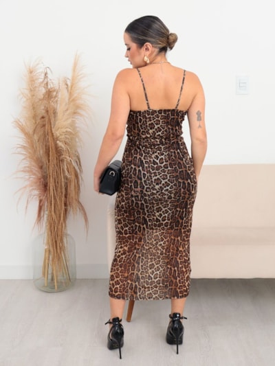 VESTIDO MIDI TULE ESTAMPA ANIMAL PRINT RUTHY